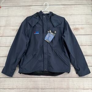 Carhartt Hooded Waterproof Breathable Jacket Mens Large Blue OneSource NEW